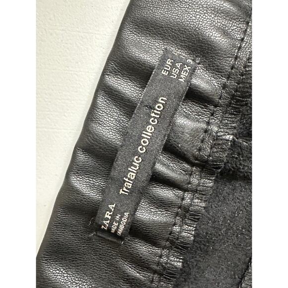 Zara Womens Black Pants Faux Leather Side Zipper Ankle‎ Zippers Sz Large - Picture 10 of 10